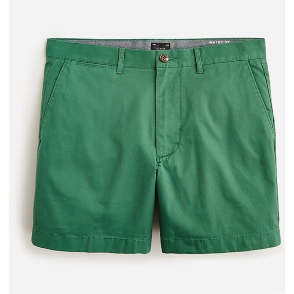 Men’s J. Crew 5" Stretch Chino Shorts Size 33 Classic Light‎ Pine Green New - Picture 1 of 8